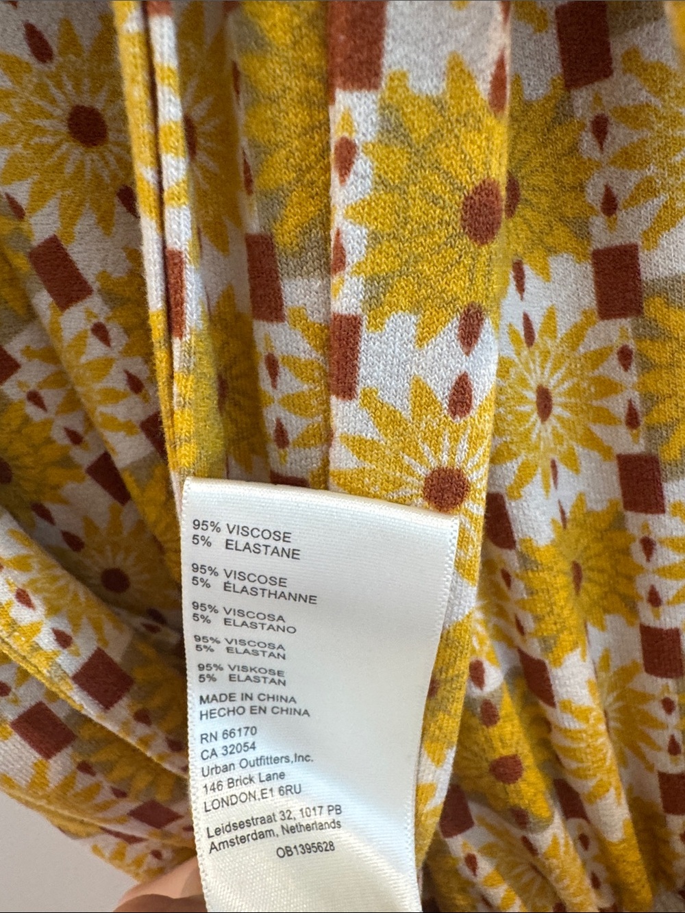 Free People Vibe Check Jumpsuit Yellow Floral Tile Wide Leg Retro 70s Small - Picture 6 of 8